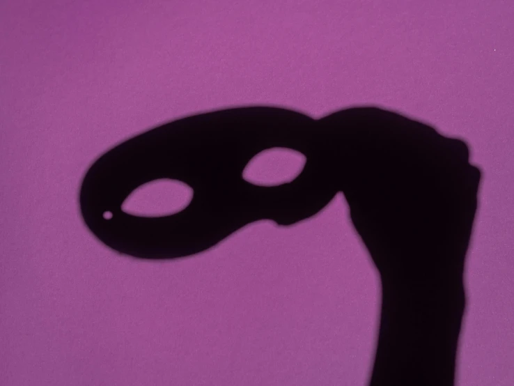 the shadow of a mask on a purple background