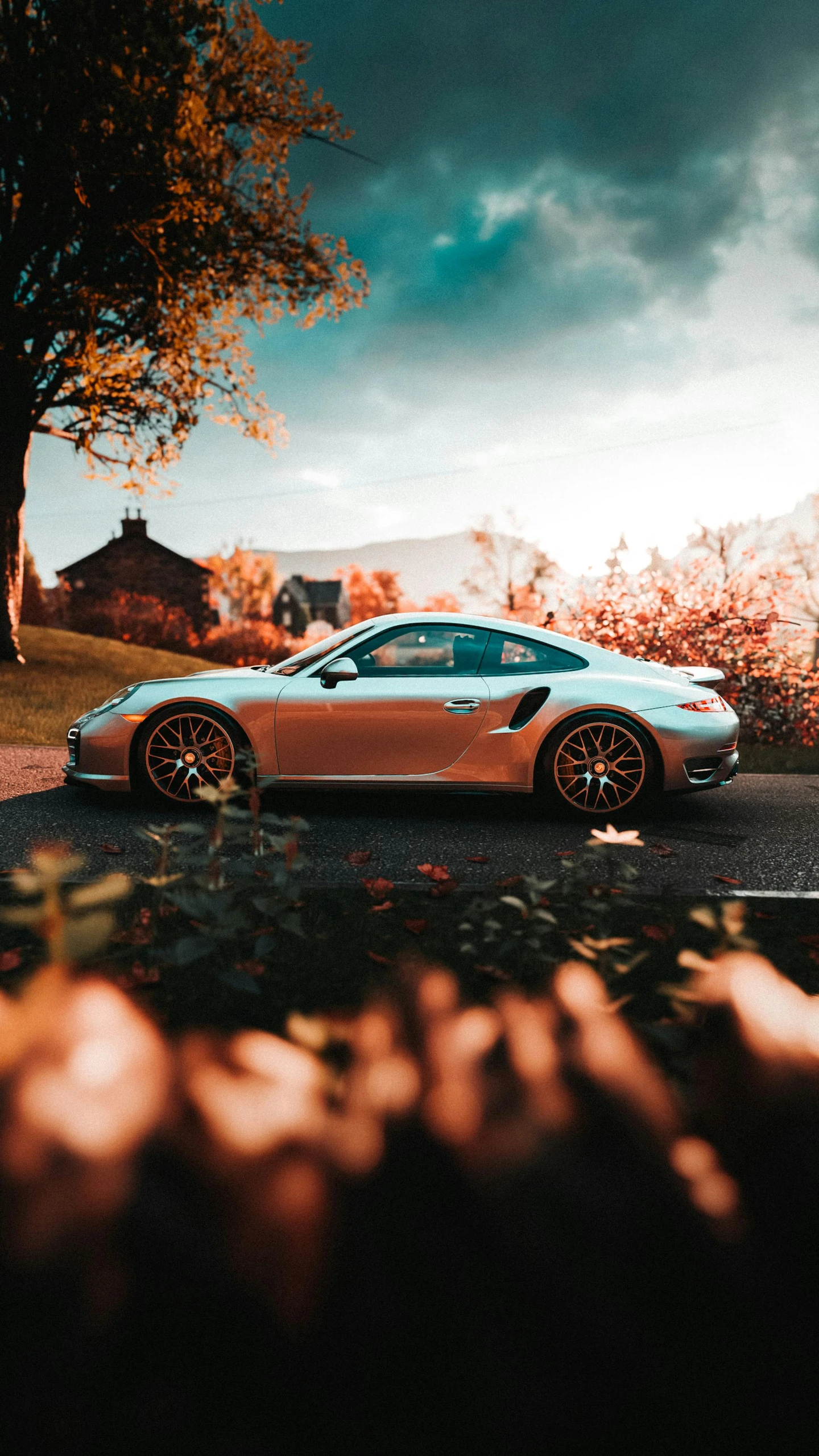 a sports car parked in a parking lot