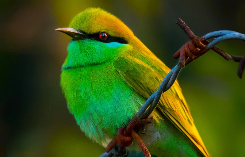 a close up po of a bird perched on top of a wire