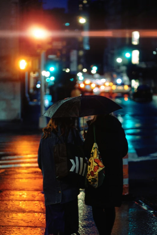 a couple walking through the rain with an umbrella