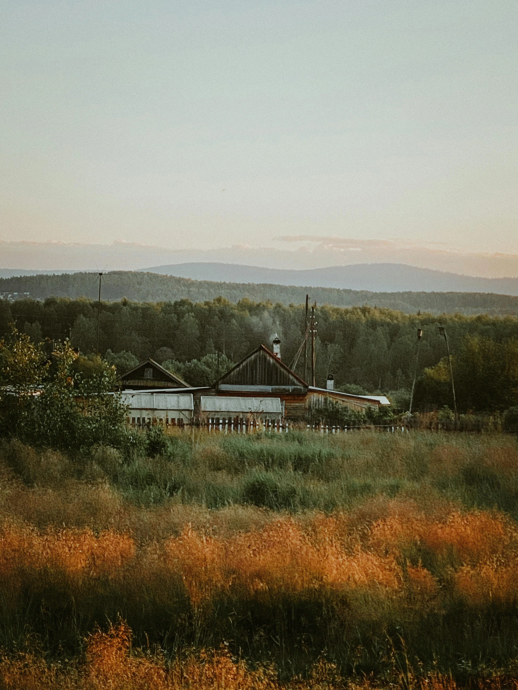 an old house surrounded by tall grass