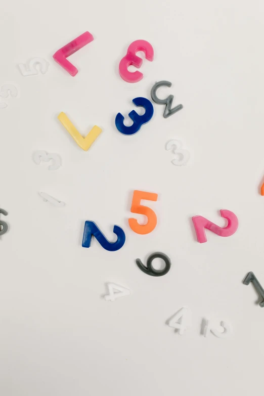 small, colorful numbers displayed in a close up view