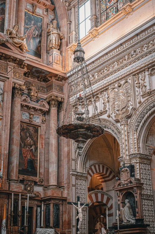 large ornate church with ornate walls and wooden furnishings