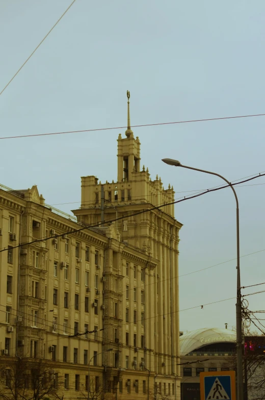 there is a large building with a clock tower