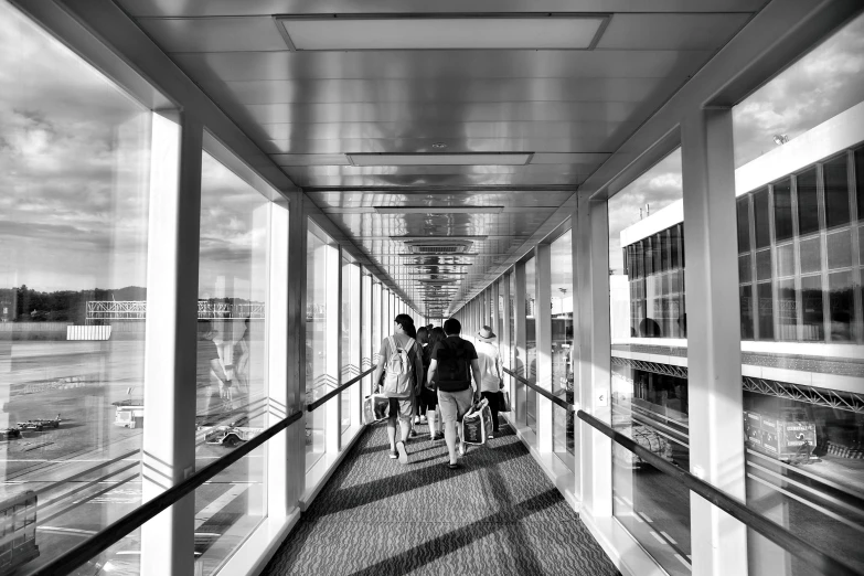 black and white pograph of an empty walkway