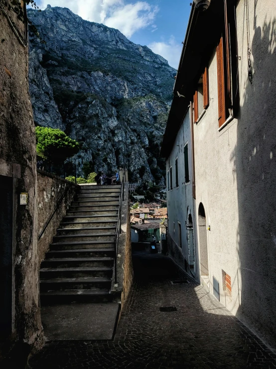 a large stair case going up the side of a hill