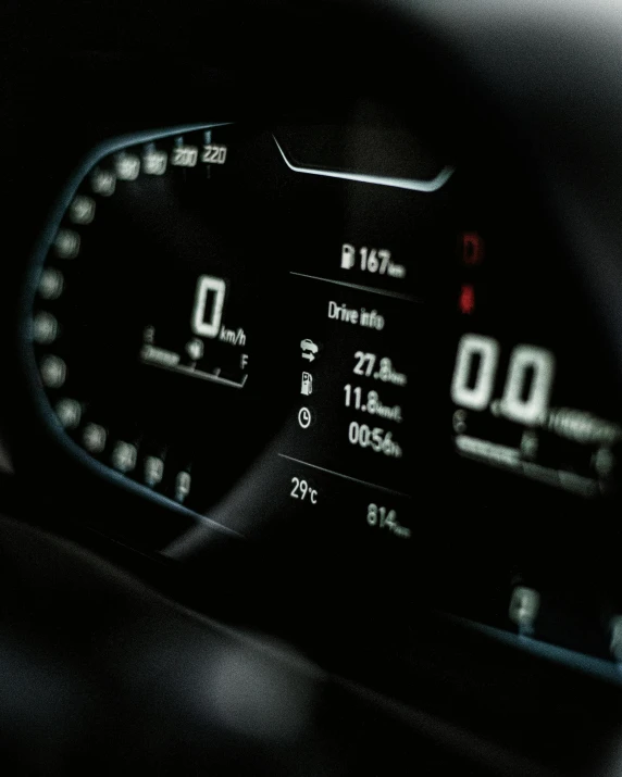 a view of the dashboard of a vehicle