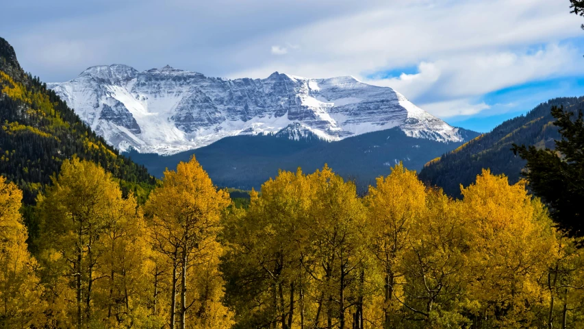 the mountains are tall and very clear in the fall