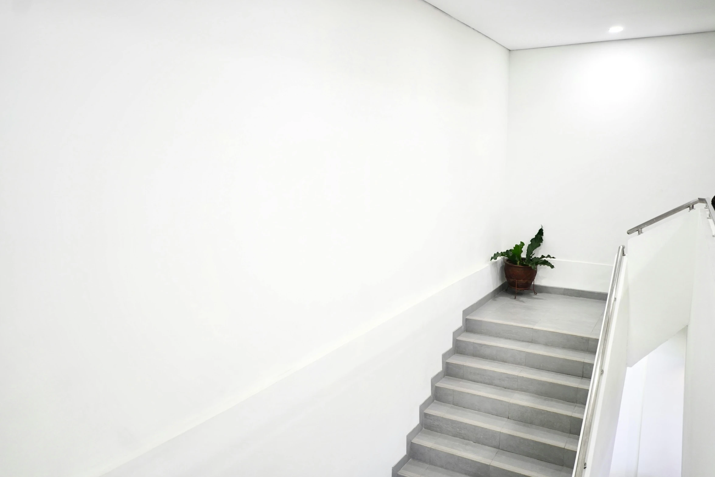 stairs going up into an open white room