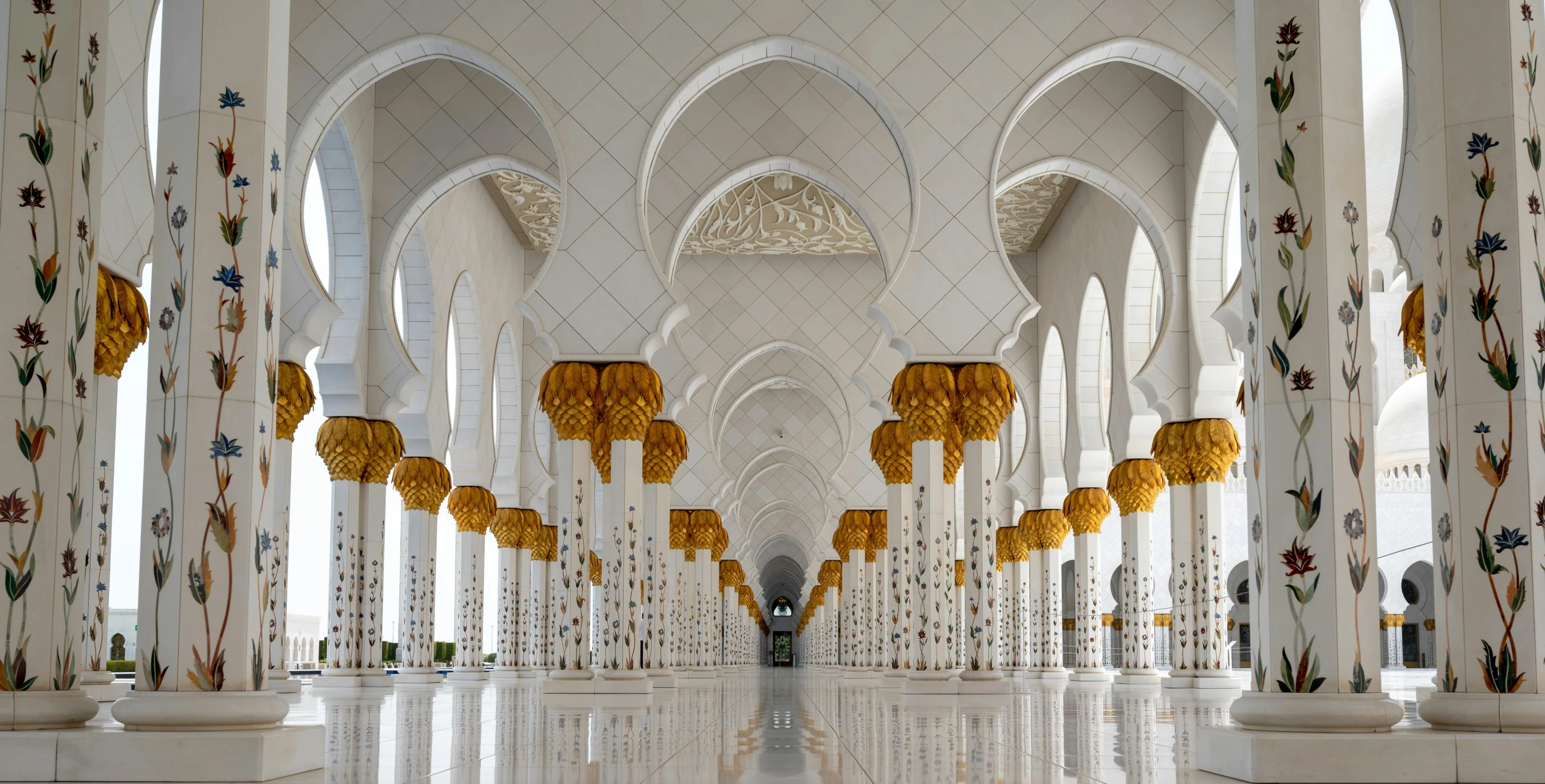 an ornate building with a person in it