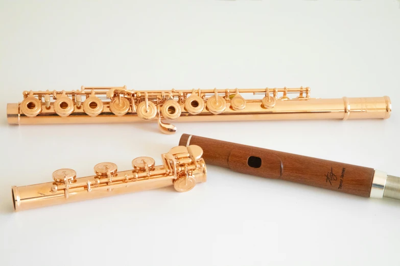 two flutes that are sitting next to each other