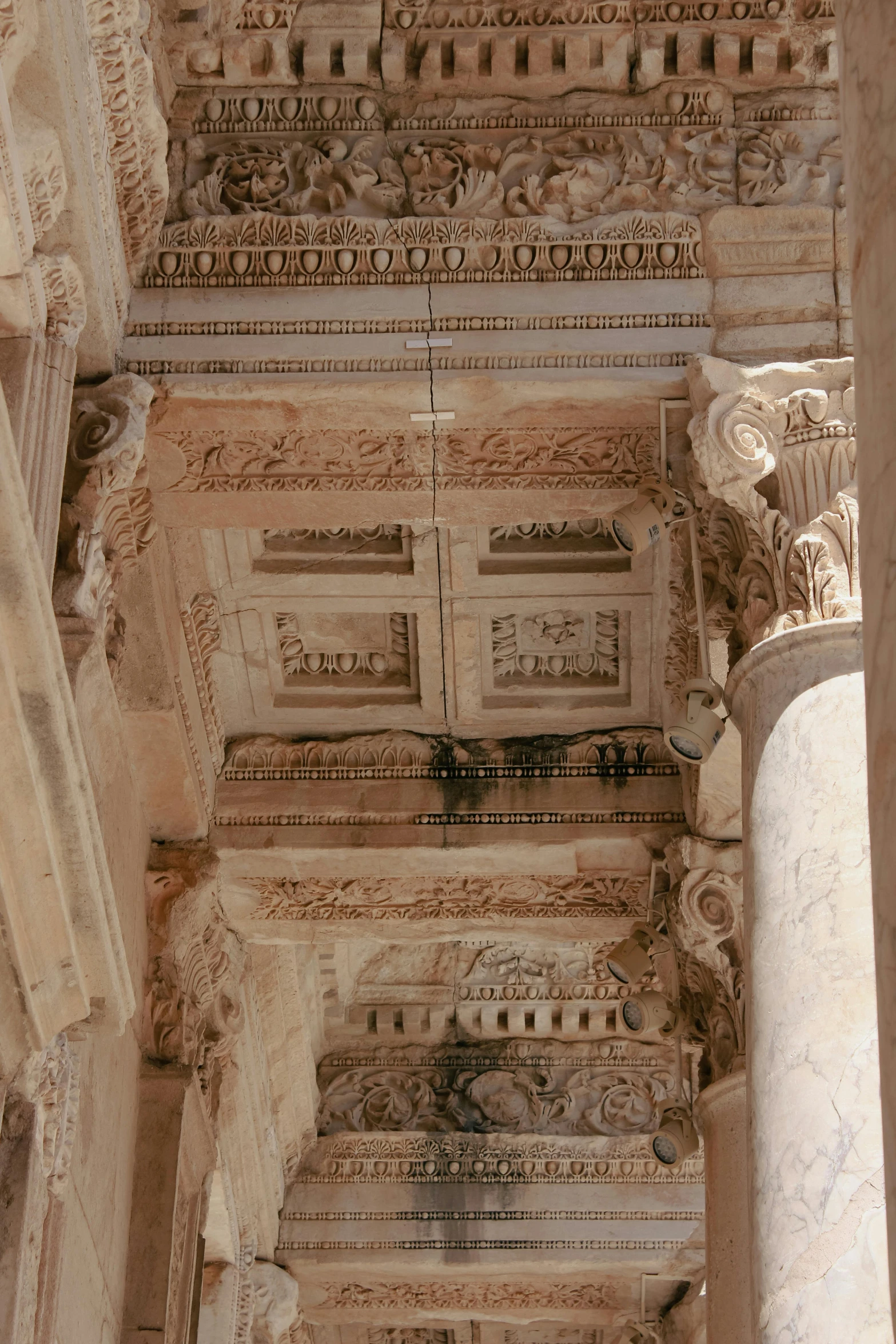 the interior of a building decorated with many architectural details