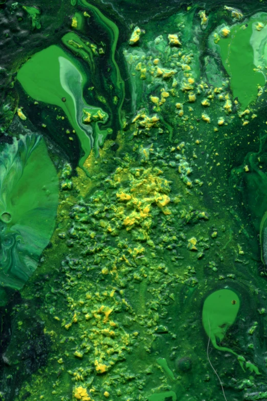 green fluid paint swirled up to the ground