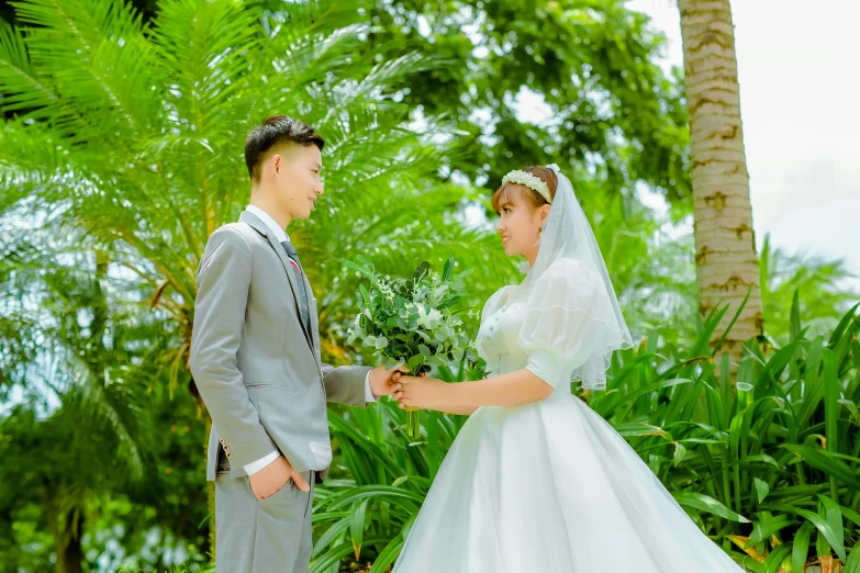 the bride and groom is about to exchanging vows