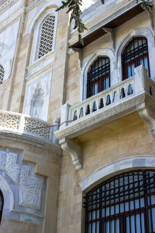 the balcony of a very large house