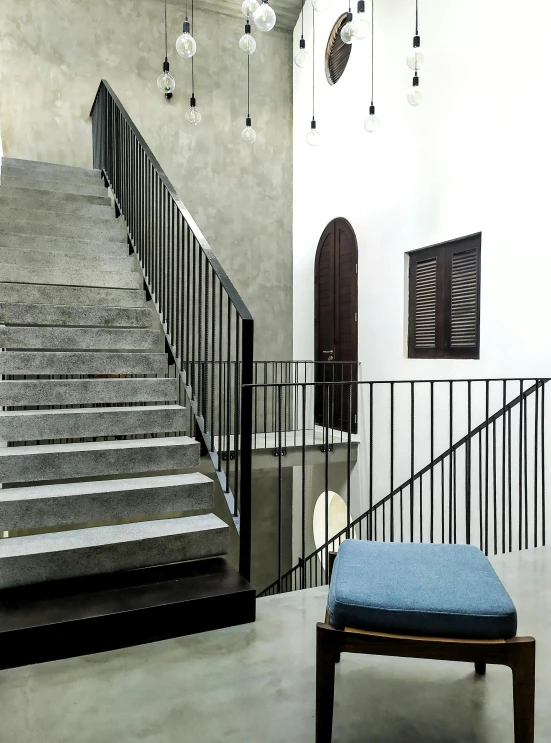 a large stair case sitting next to a stair case