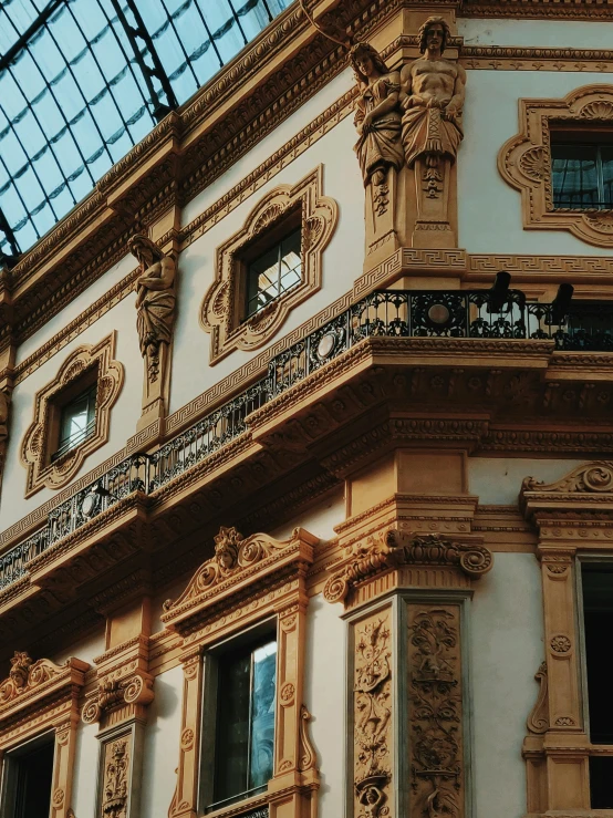 an ornate building with a glass skylight