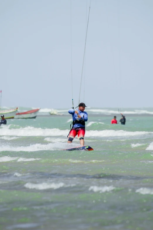 a guy in the ocean getting ready to para - sail