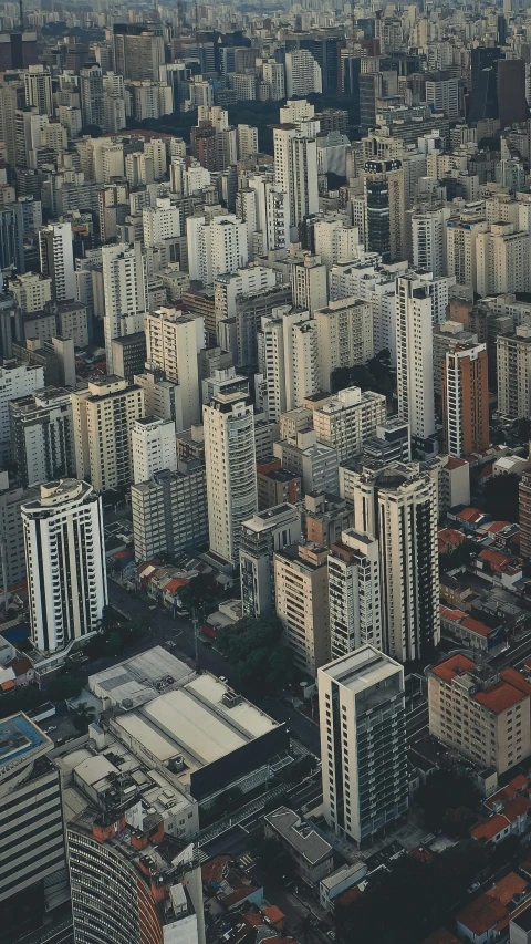 a city skyline has many high rise buildings