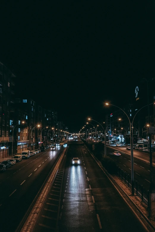 night time traffic on the road of the city