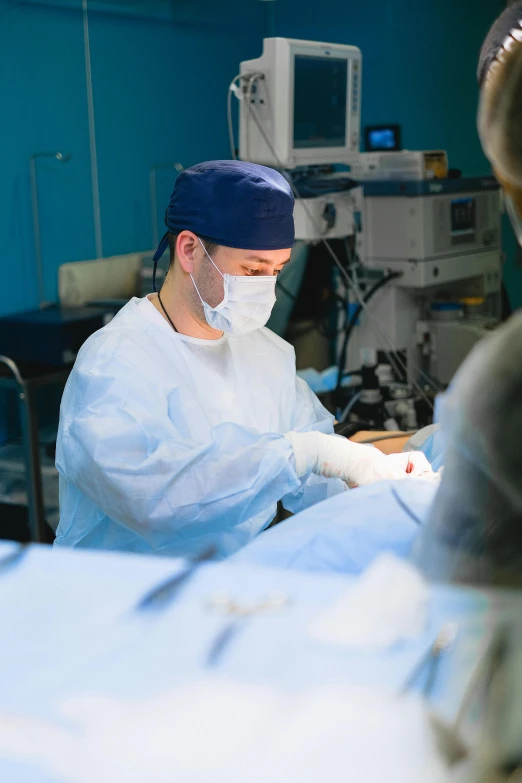 a person is wearing a face mask in the hospital