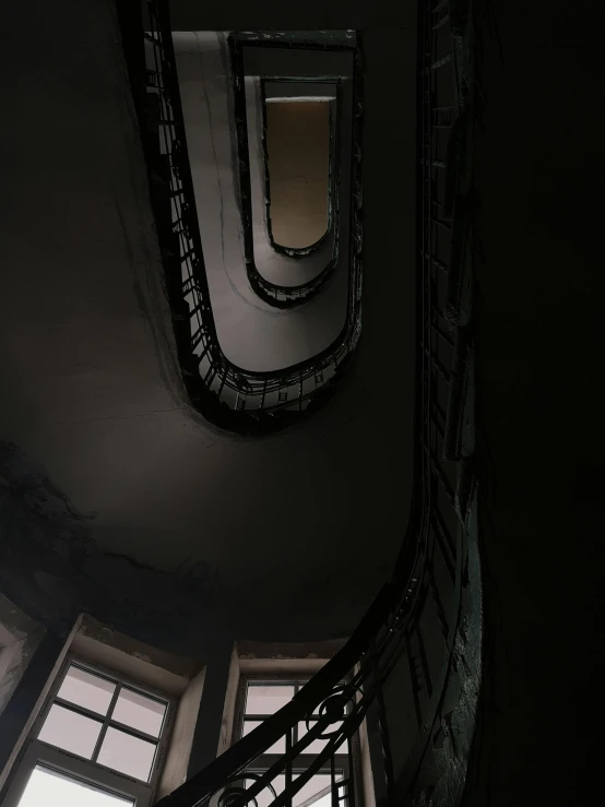 an image of an old building that has spiral staircase