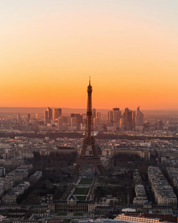 a view of the eiffel tower during the sunset