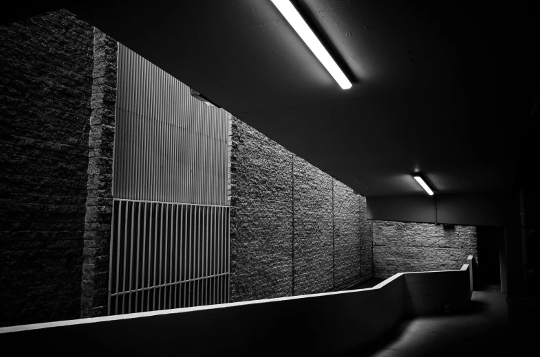 a black and white po of the interior of a building