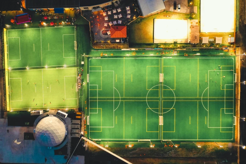 overhead s of a sports field at night