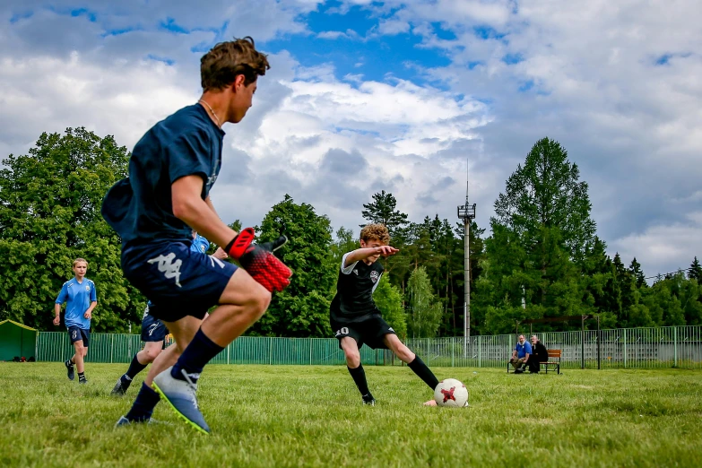 there are many people in the field playing a game