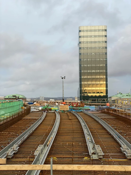 the view from the top of an overhead railway