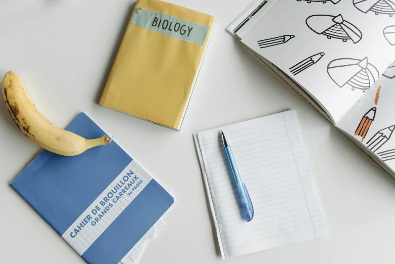 an image of a desk setting with bananas