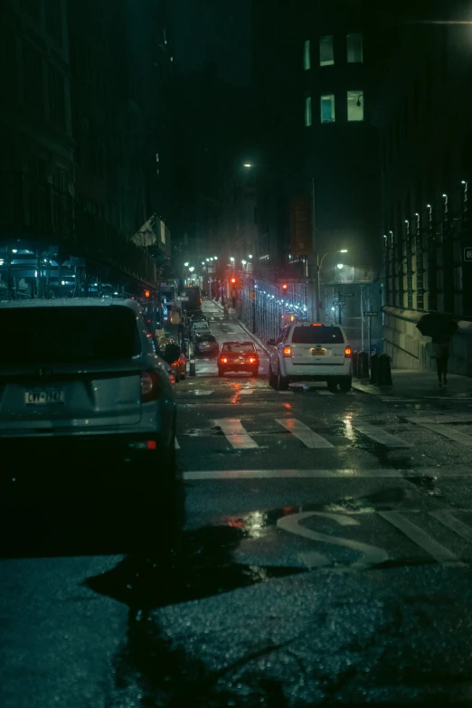 a rainy city street at night in the rain