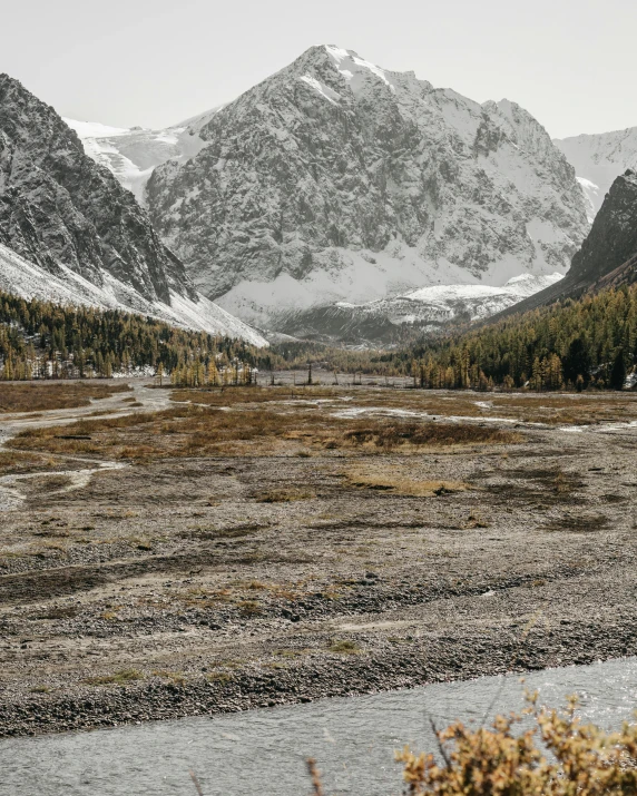 the view of mountains from an empty field