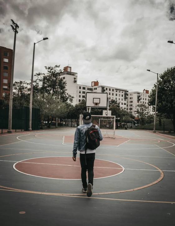 a man standing on top of a basketball court