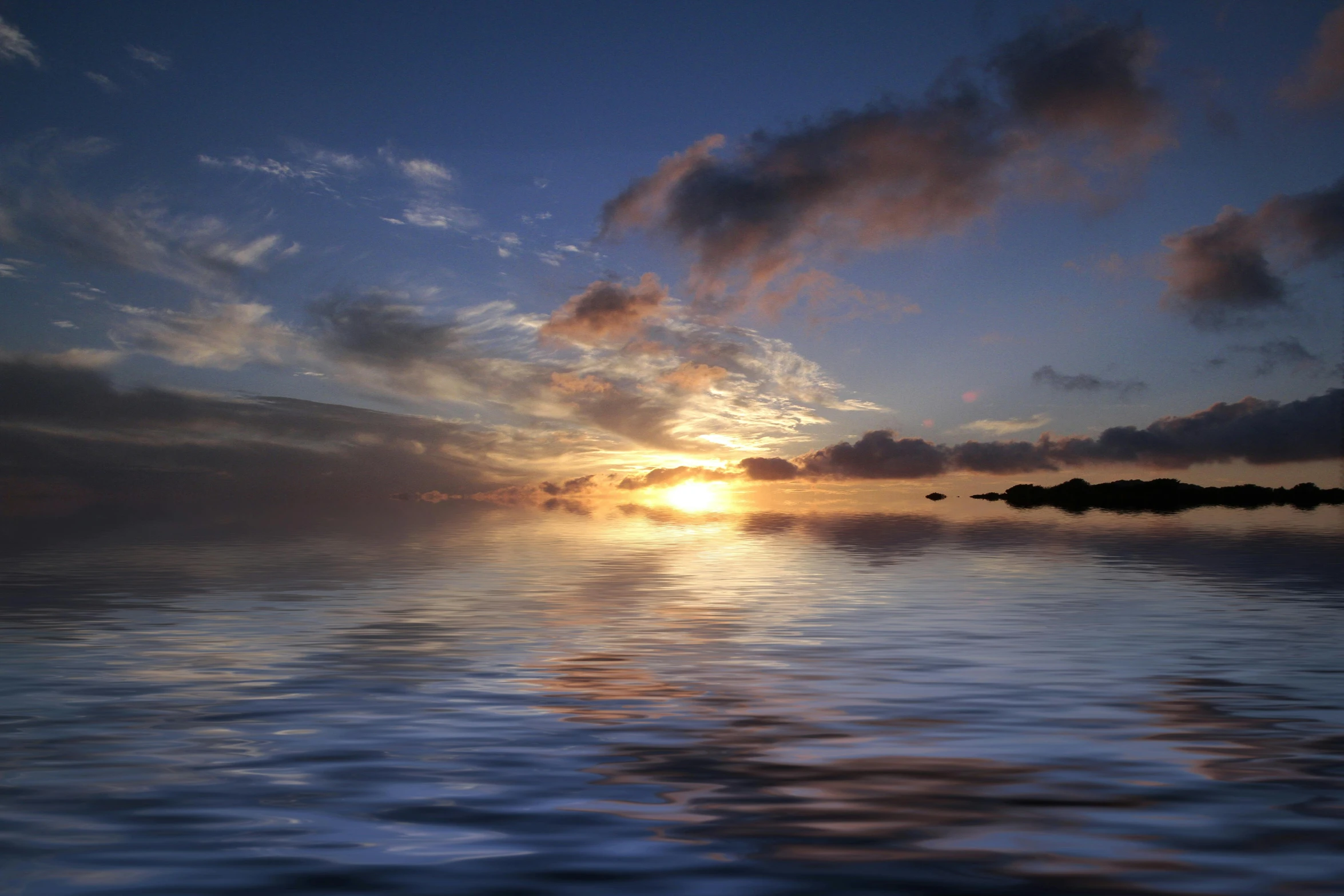 the sun sets on top of a body of water