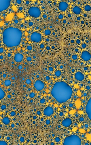 an abstract background with yellow, blue and orange bubbles