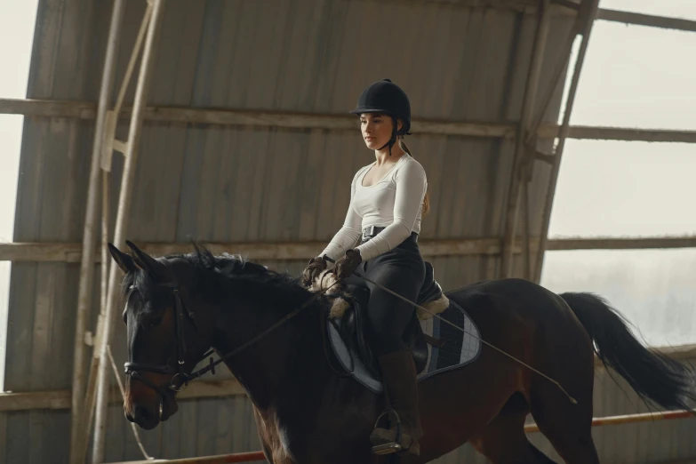 a woman that is sitting on a horse