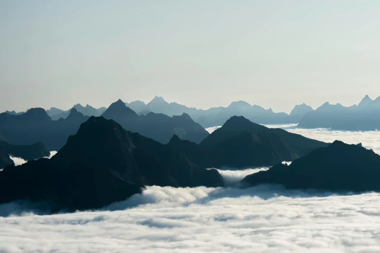 the view from the air looking over the mountains