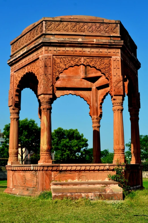 an old - fashioned gazebo in an old park