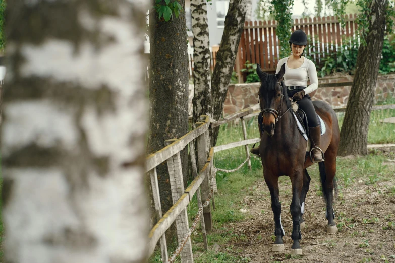 a woman riding on the back of a horse