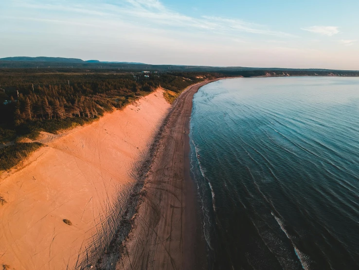 a large body of water next to a sandy beach