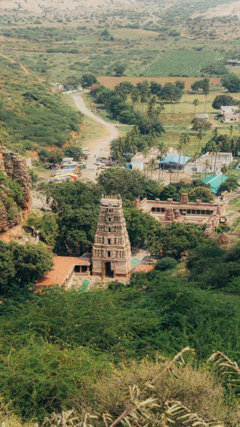 a view of an old temple in a remote area