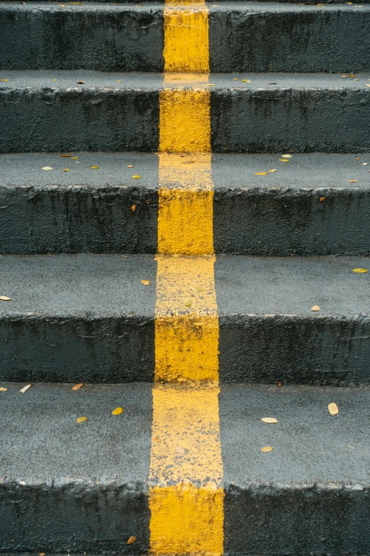 steps are painted yellow and gray with yellow line