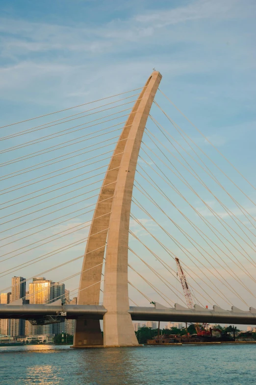 the view of a large bridge and its surrounding area