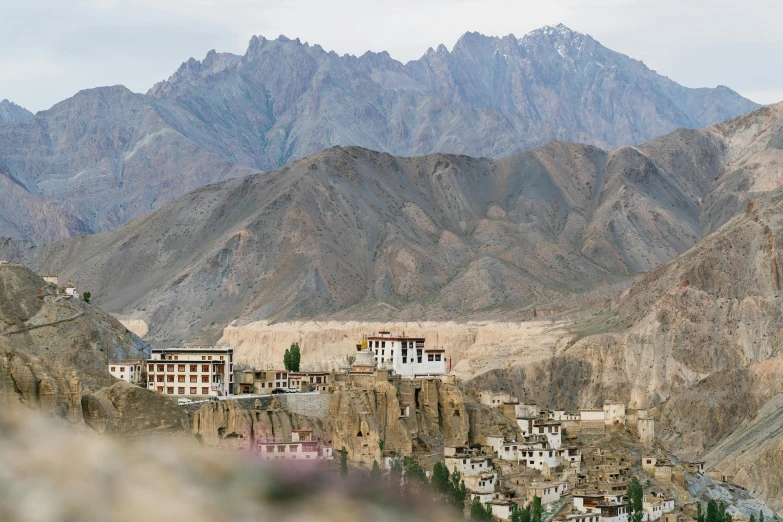 a village nestled high in the mountains