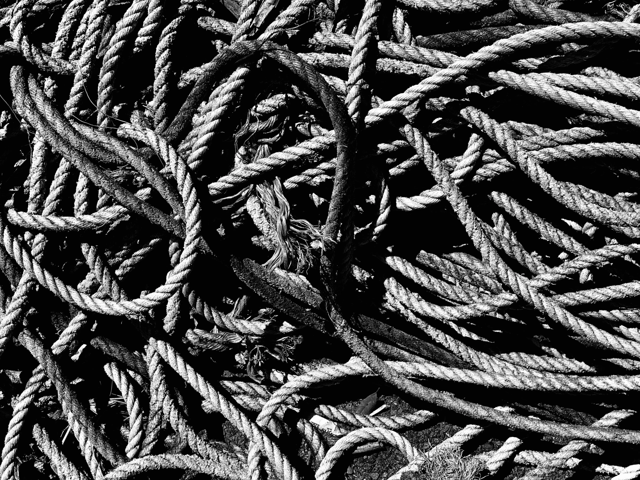 the top of a large amount of rope