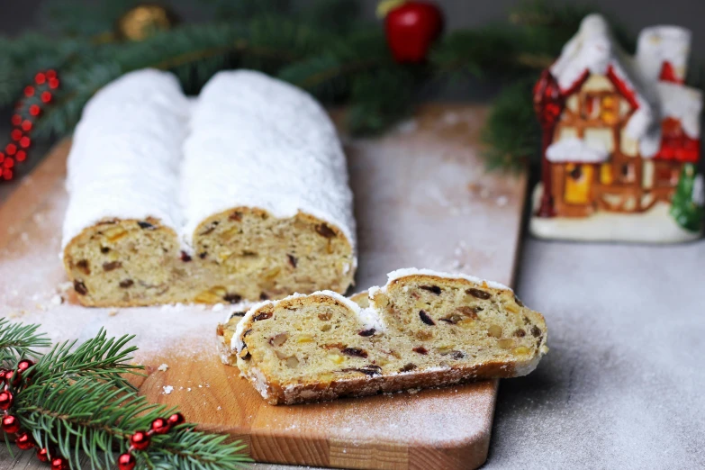 bread is cut in slices, ready to eat