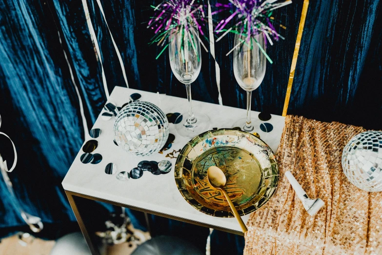 table setting with place settings and wine glasses