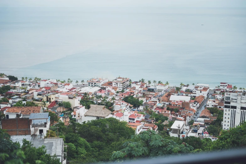 the view of an ocean from a distance